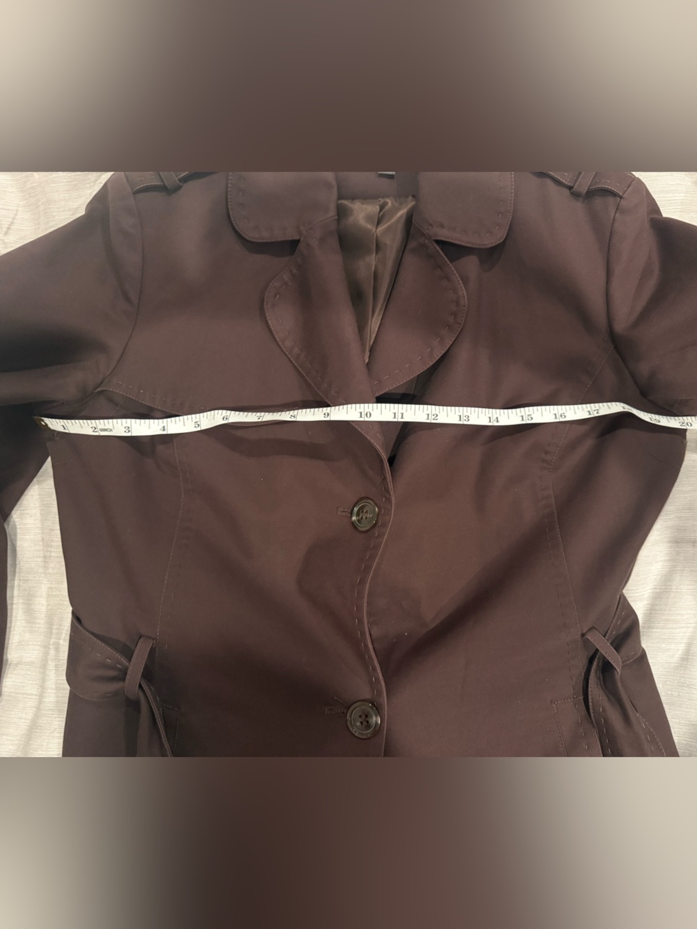 Kenneth Cole Reaction Dark Brown Trench Coat with Belt - Picture 9 of 9